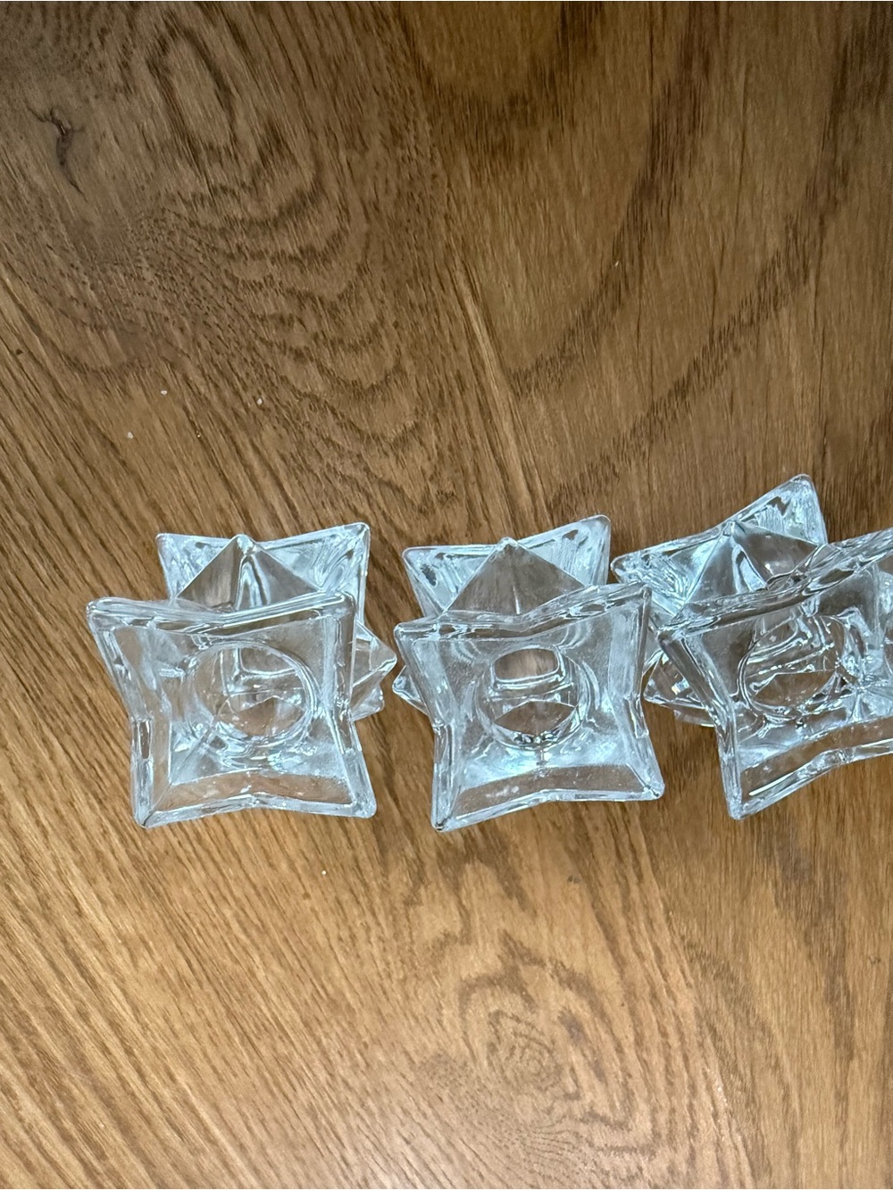 Set of 3 lead crystal star taper candle holder